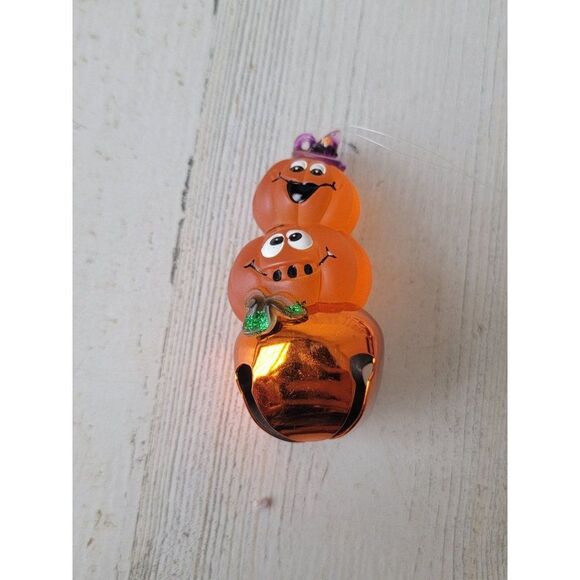 Halloween pumpkin stack Bell ornament Xmas witch hat - Picture 1 of 7